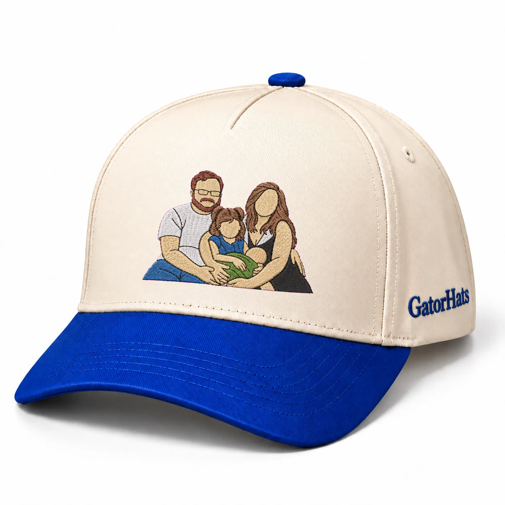 Custom Photo Hat, Family Portrait Embroidered Snapback