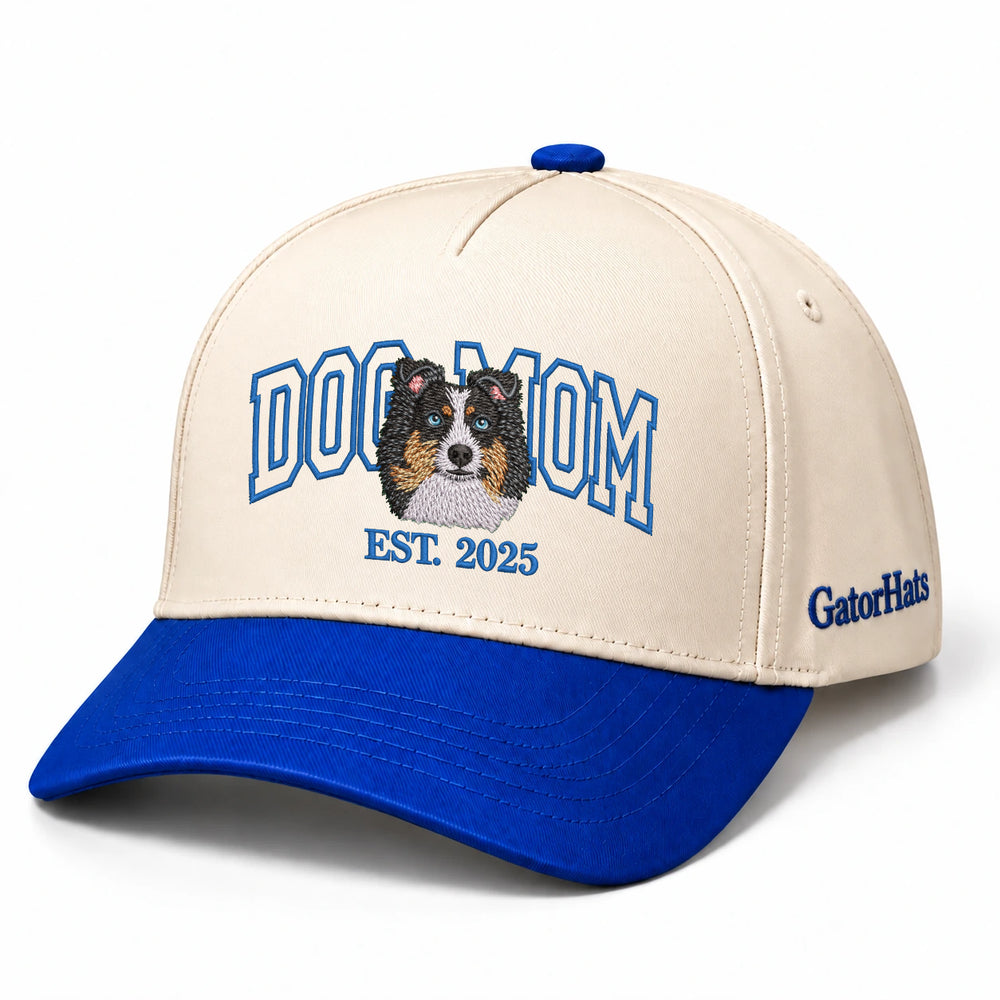 Custom Dog Mom Hat, Photo Portrait Embroidered Cap