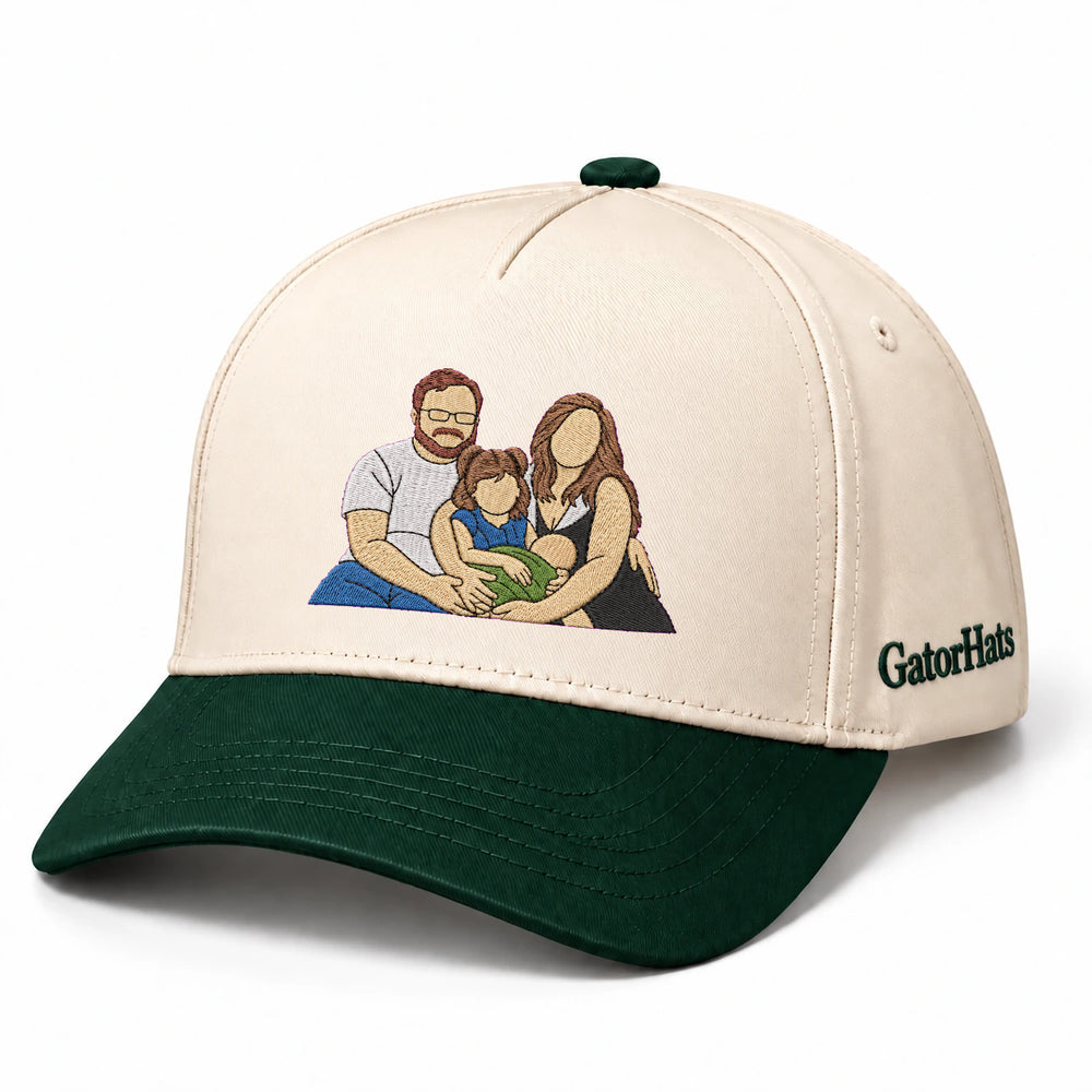 Custom Photo Hat, Family Portrait Embroidered Snapback