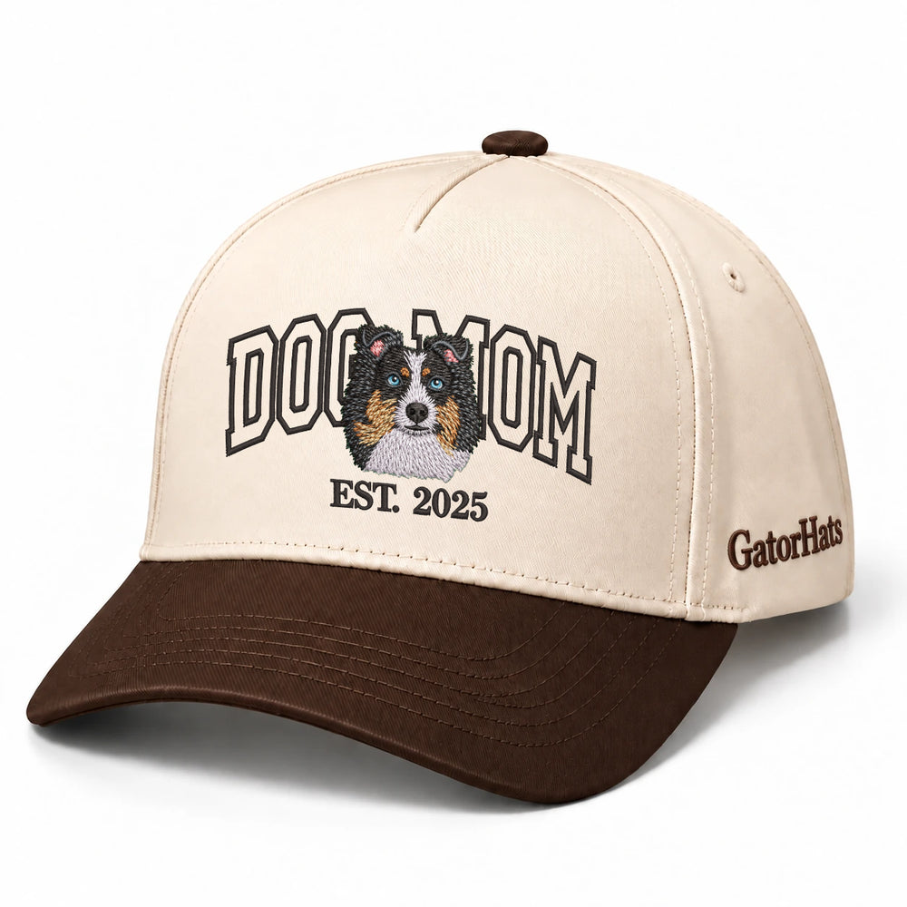 Custom Dog Mom Hat, Photo Portrait Embroidered Cap