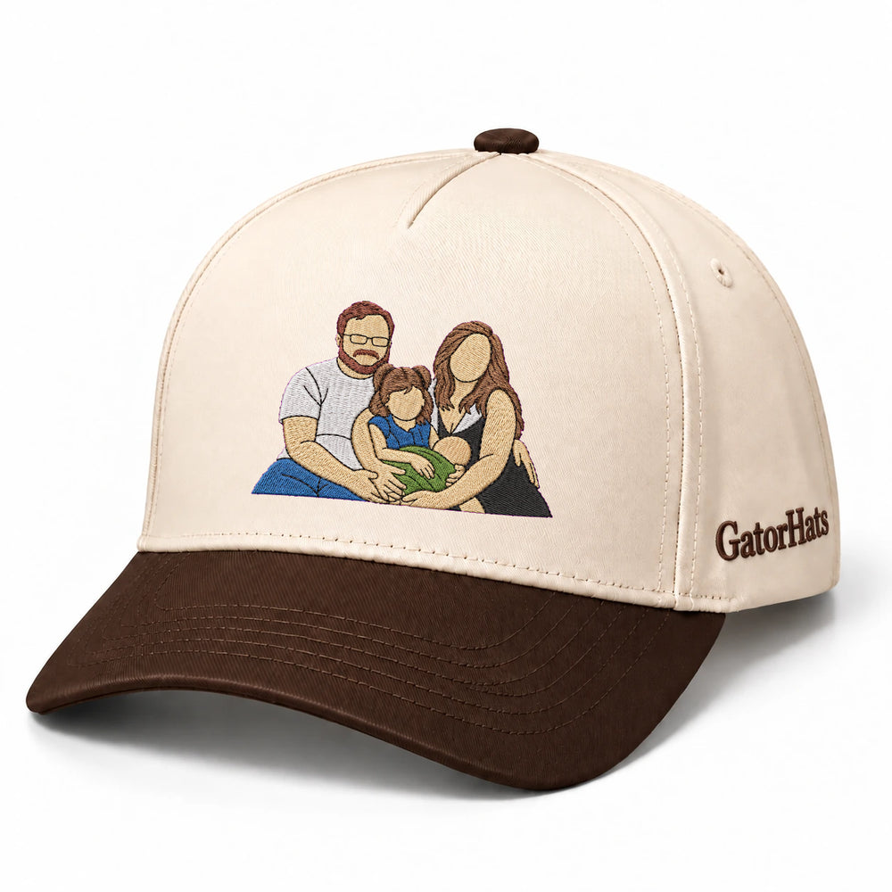 Custom Photo Hat, Family Portrait Embroidered Snapback