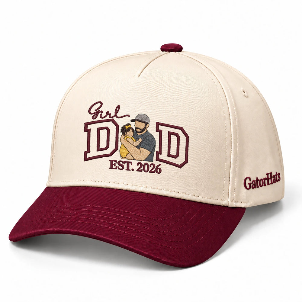 Custom Girl Dad Hat from Your Photo, Embroidered Cap
