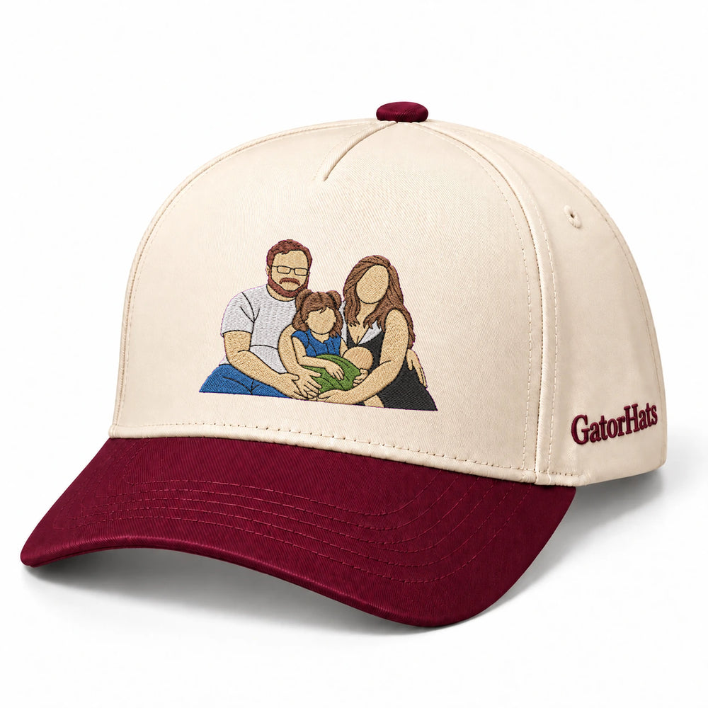 Custom Photo Hat, Family Portrait Embroidered Snapback