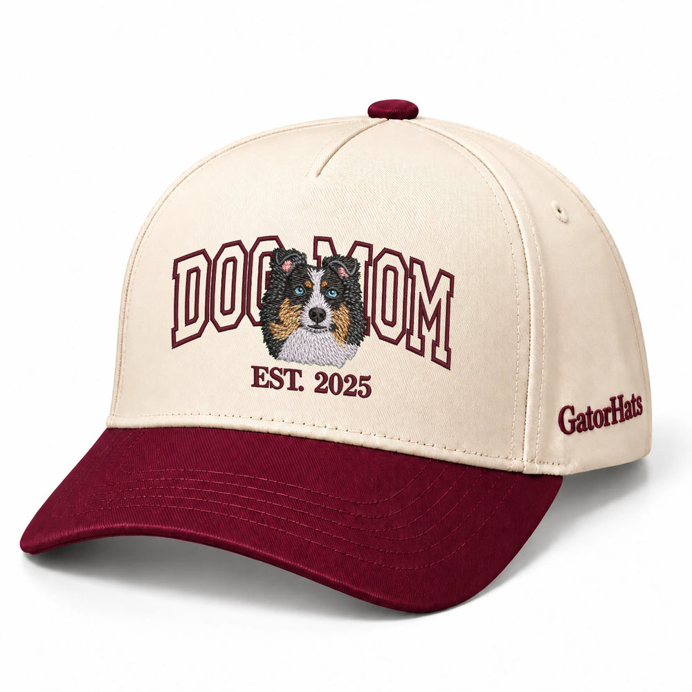 Custom Dog Mom Hat, Photo Portrait Embroidered Cap