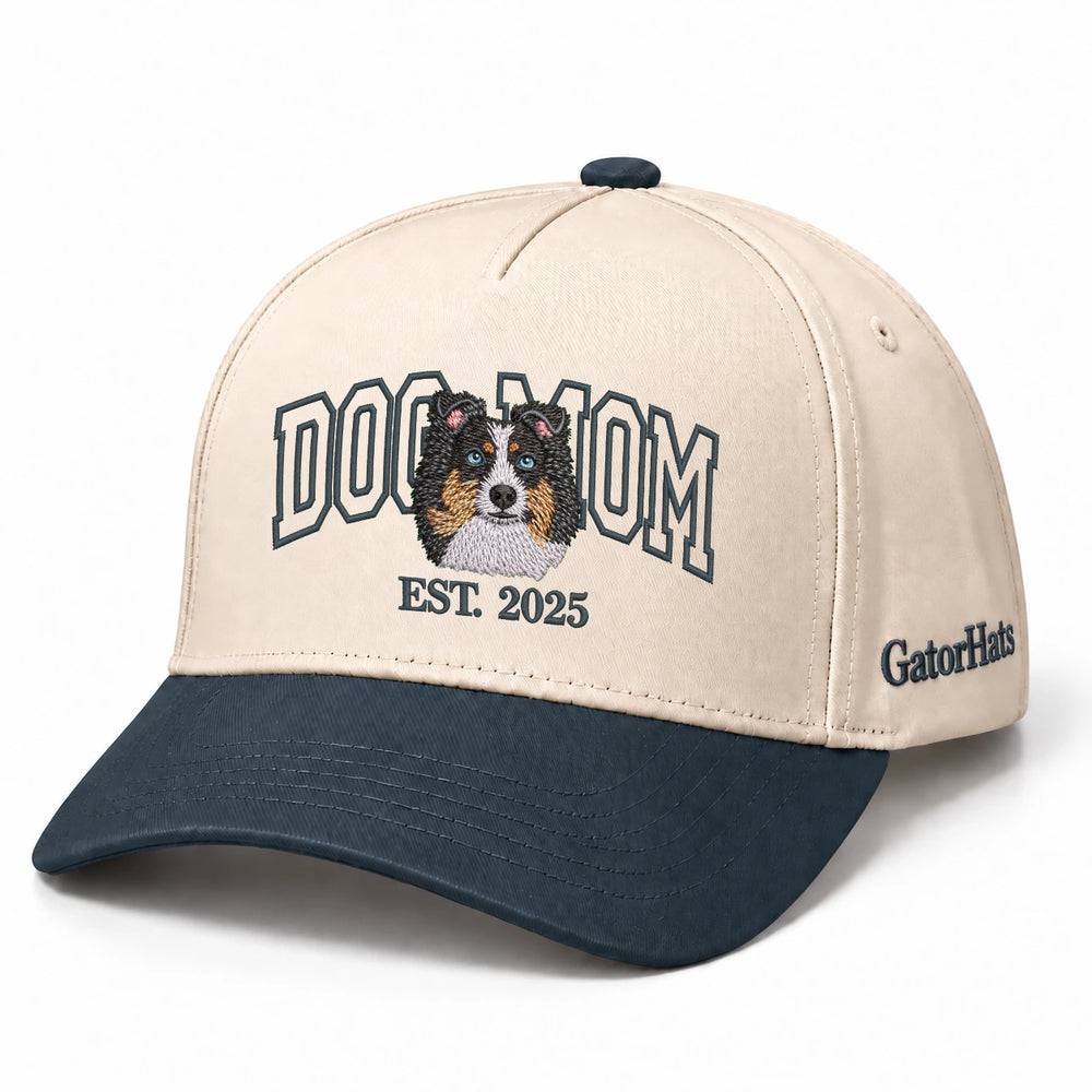 Custom Dog Mom Hat, Photo Portrait Embroidered Cap