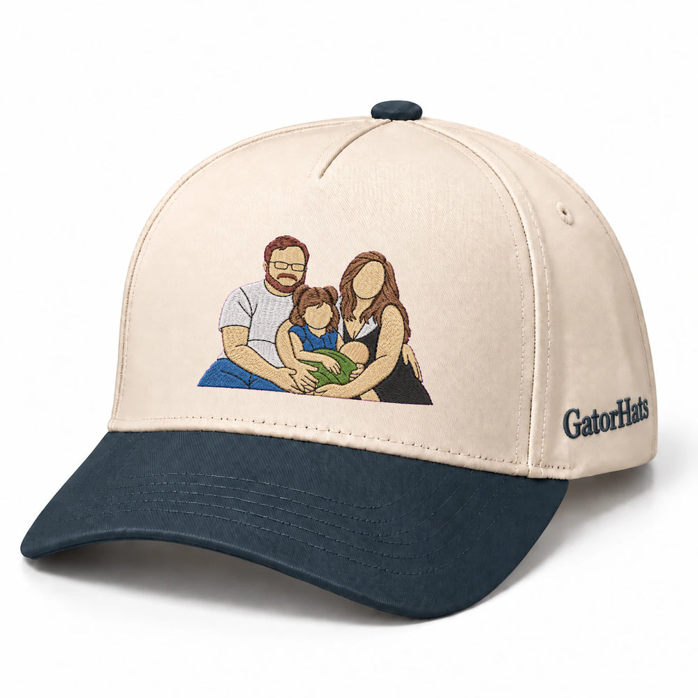 Custom Photo Hat, Family Portrait Embroidered Snapback