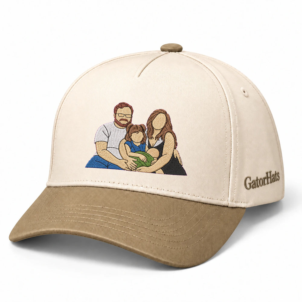 Custom Photo Hat, Family Portrait Embroidered Snapback
