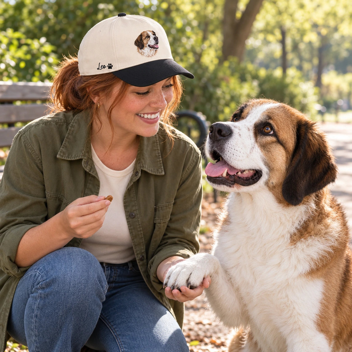 Custom Embroidered Dog Photo Snapback Hat