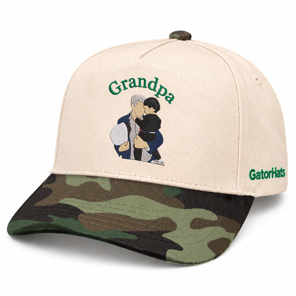 Custom Grandpa Hat with Picture, Embroidered Photo Cap