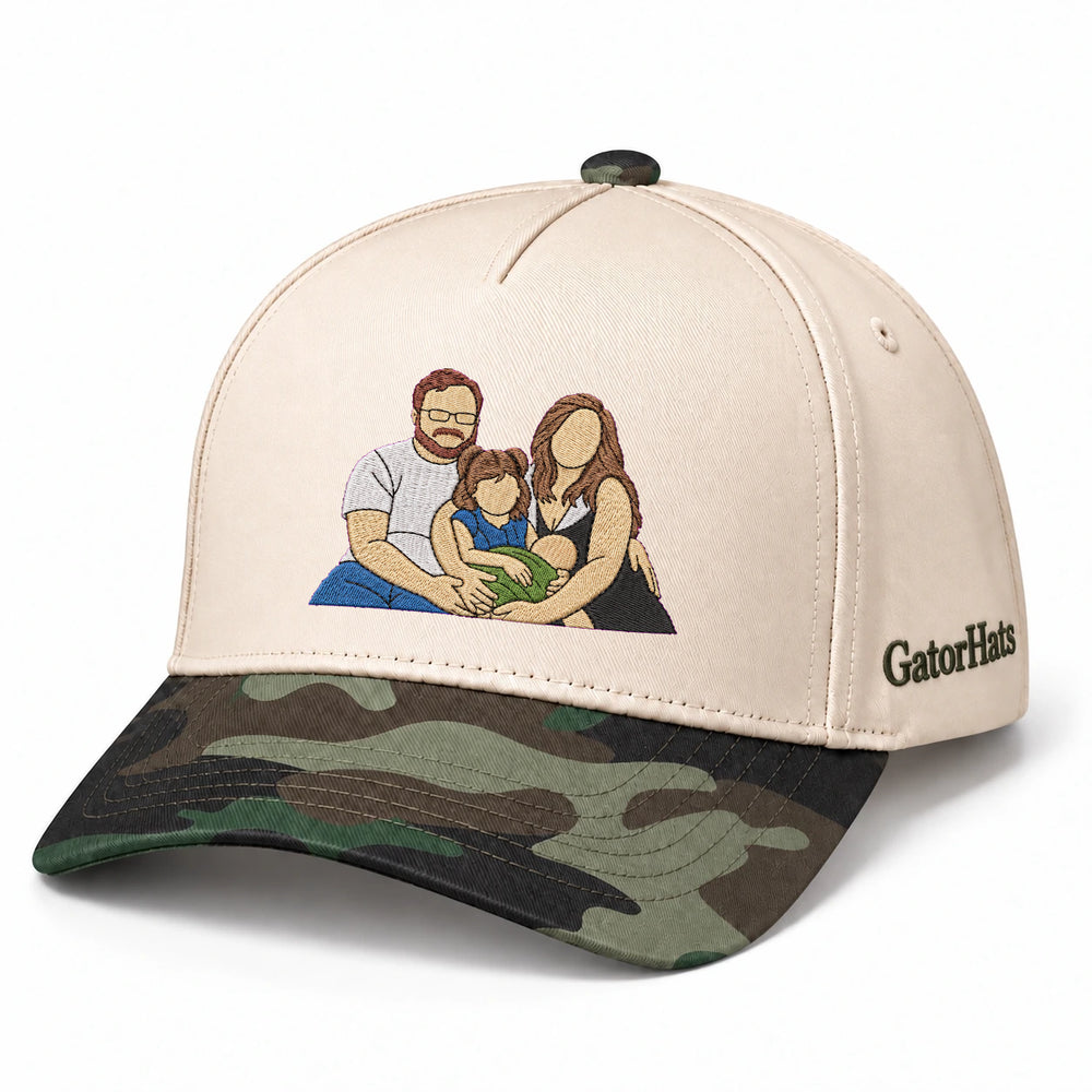 Custom Photo Hat, Family Portrait Embroidered Snapback