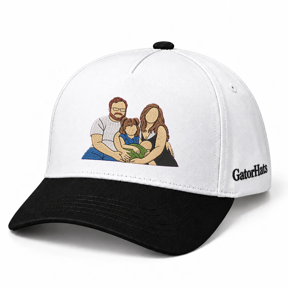 Custom Photo Hat, Family Portrait Embroidered Snapback