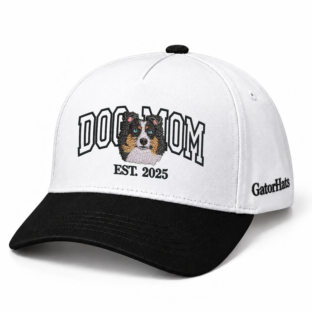 Custom Dog Mom Hat, Photo Portrait Embroidered Cap