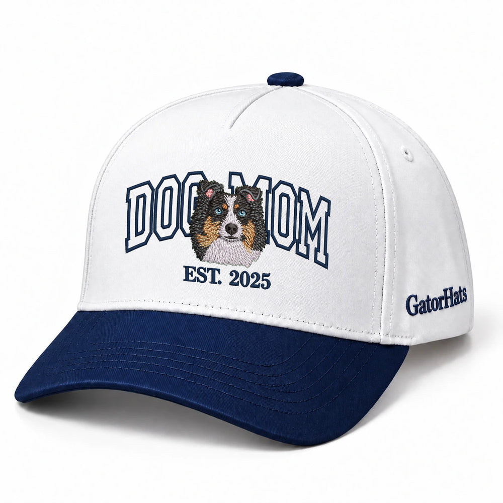 Custom Dog Mom Hat, Photo Portrait Embroidered Cap