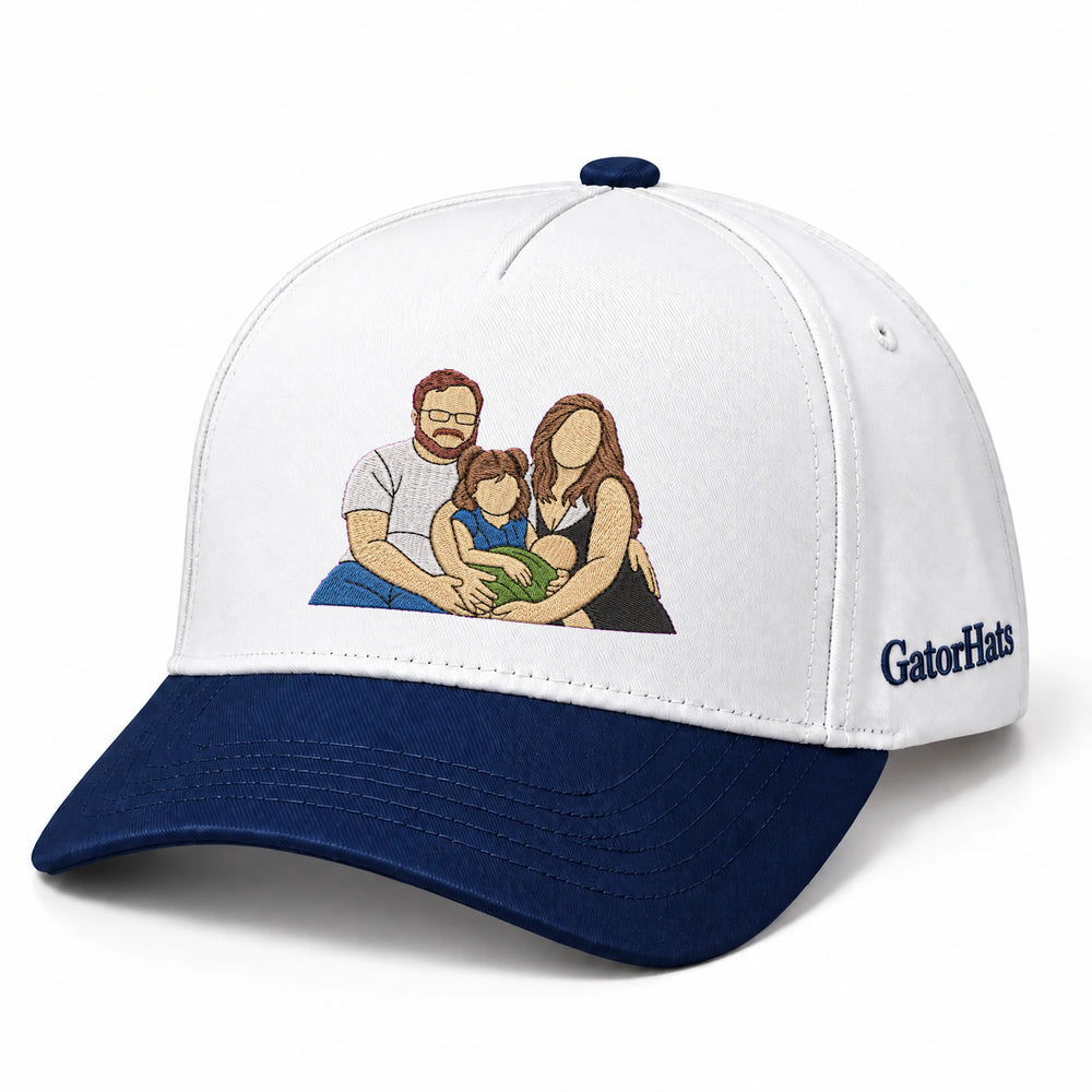 Custom Photo Hat, Family Portrait Embroidered Snapback