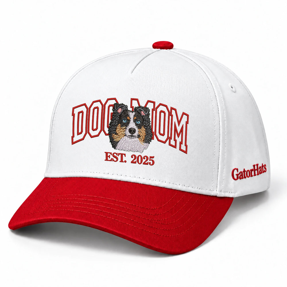 Custom Dog Mom Hat, Photo Portrait Embroidered Cap