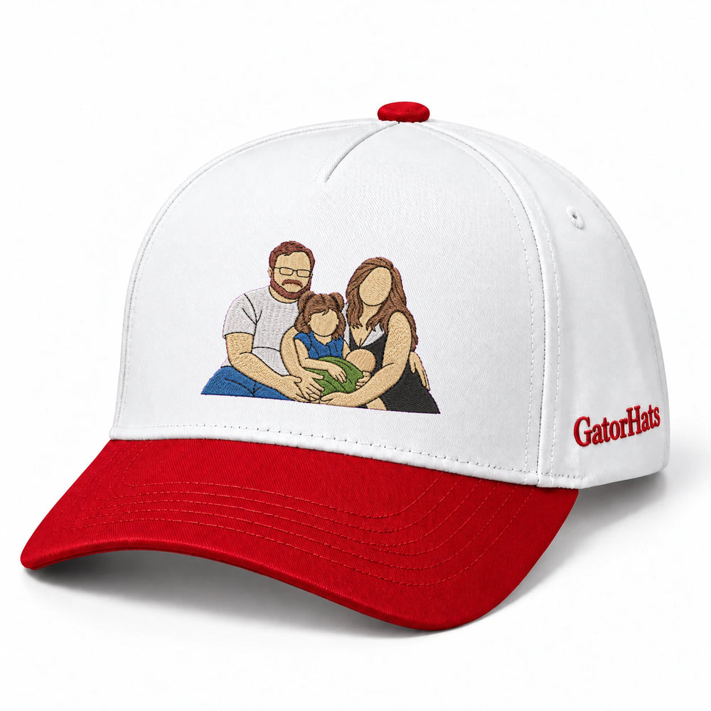 Custom Photo Hat, Family Portrait Embroidered Snapback