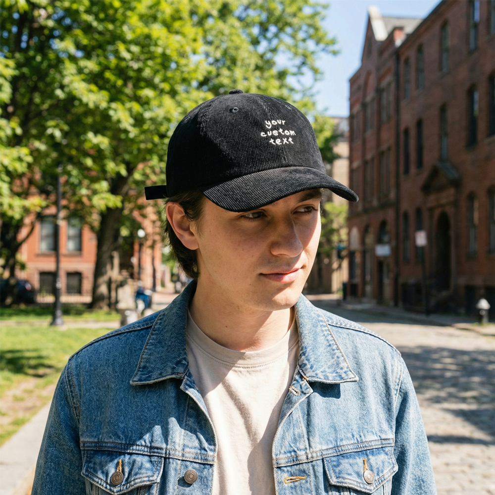 Custom Embroidered Corduroy Hat – Personalized Name Text Cap