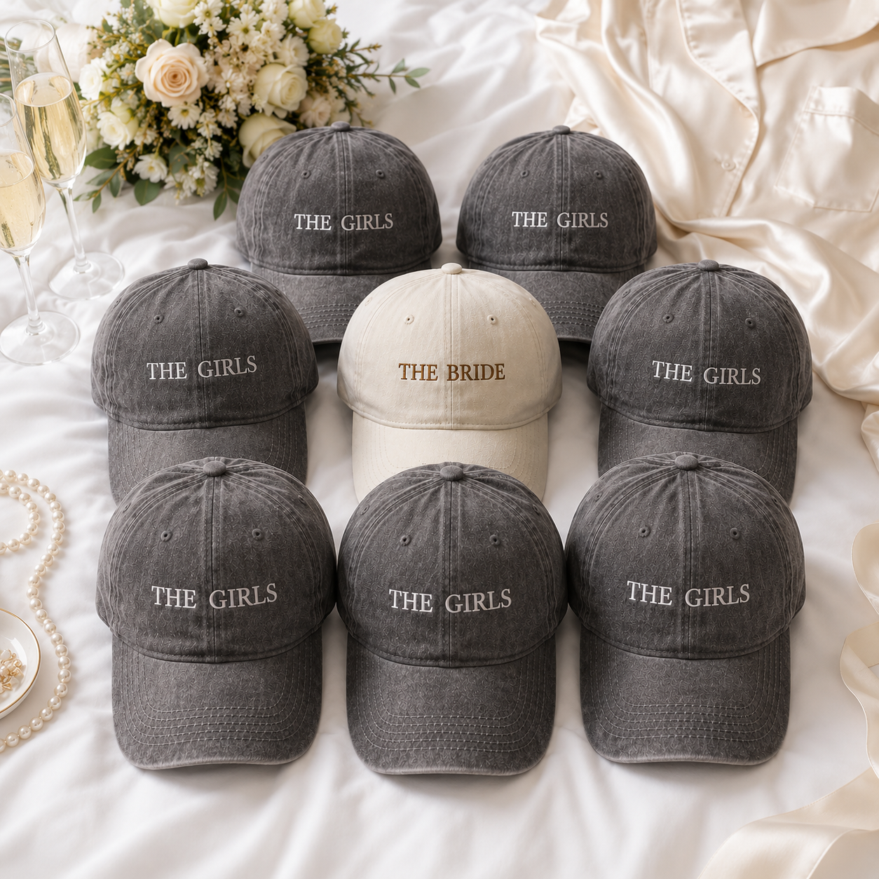 Custom Bachelorette Bride Squad Hat With Embroidered Text