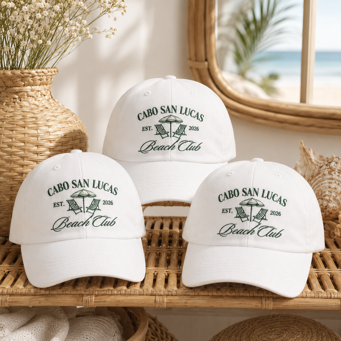 Custom Bride Squad Beach Hat for Bachelorette Vacation