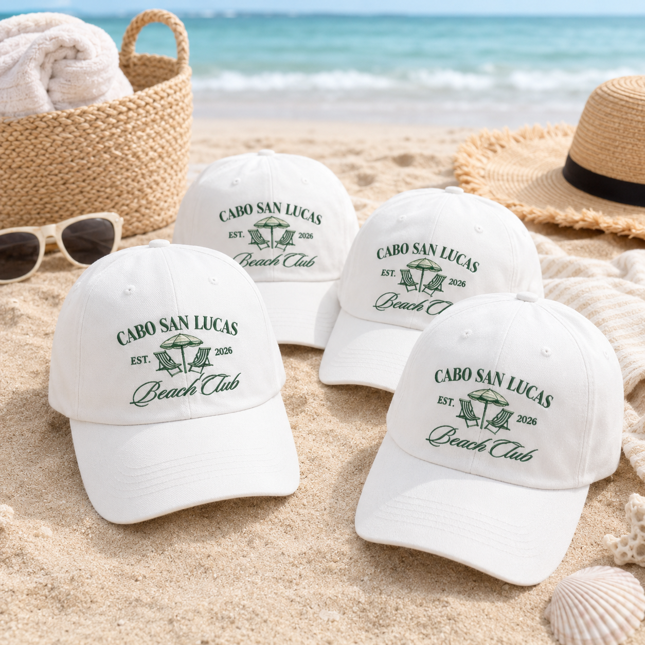 Custom Bride Squad Beach Hat for Bachelorette Vacation