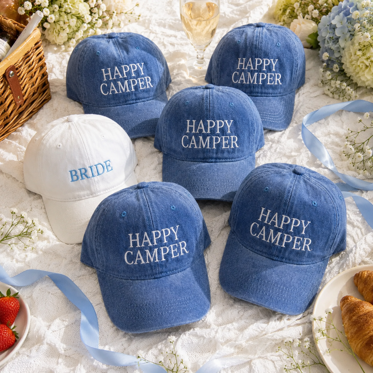 Custom Camp Party Bachelorette Hat With Personalized Text