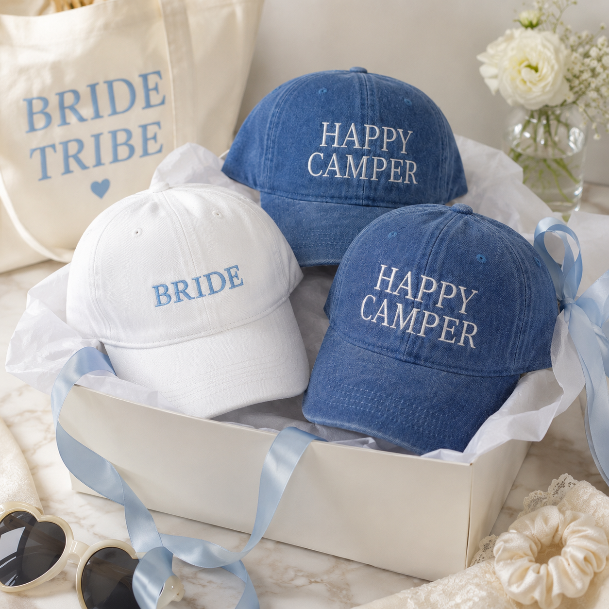 Custom Camp Party Bachelorette Hat With Personalized Text