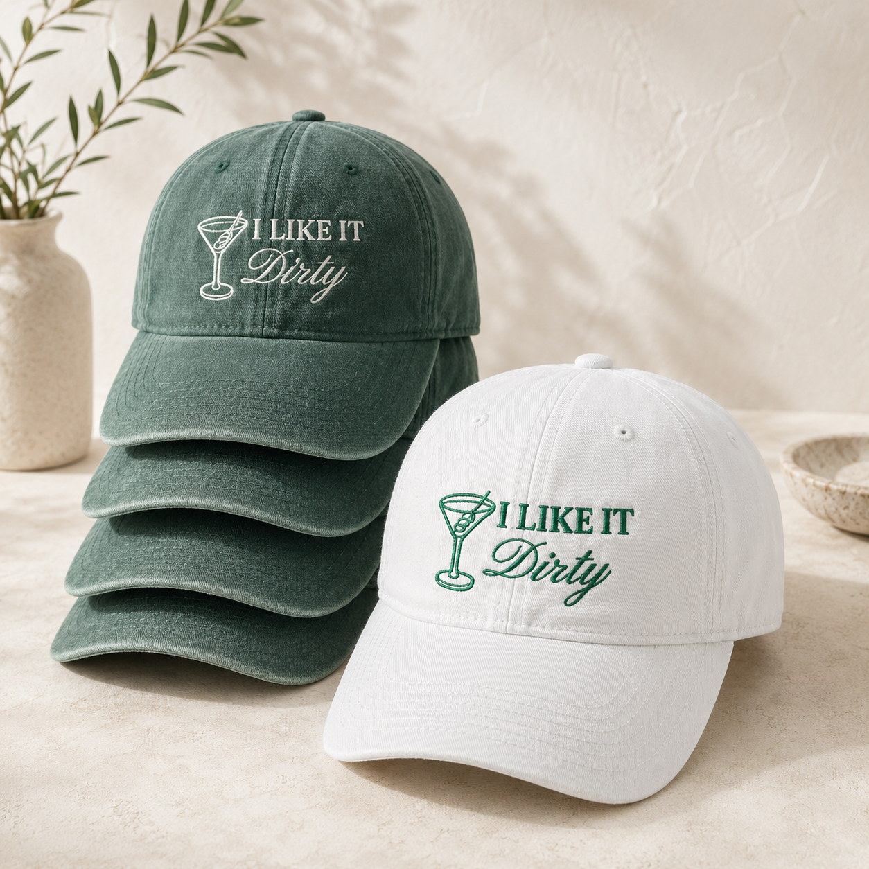 Custom Dirty Martini Embroidered Hat for Cocktail Lovers