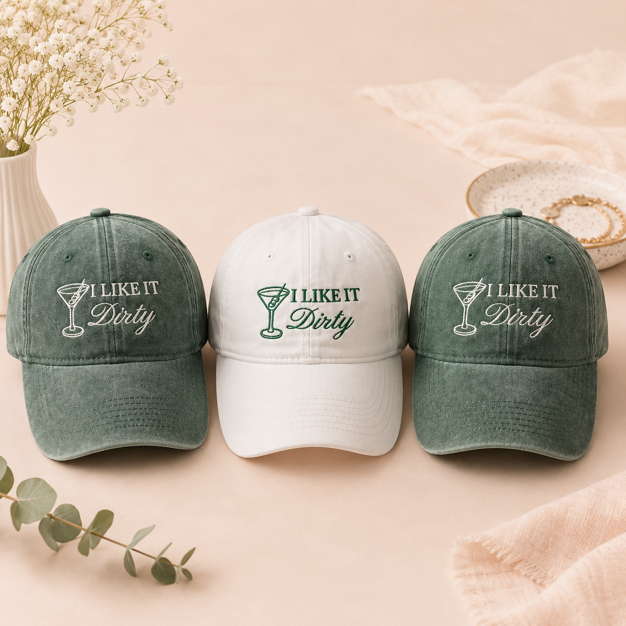 Custom Dirty Martini Embroidered Hat for Cocktail Lovers