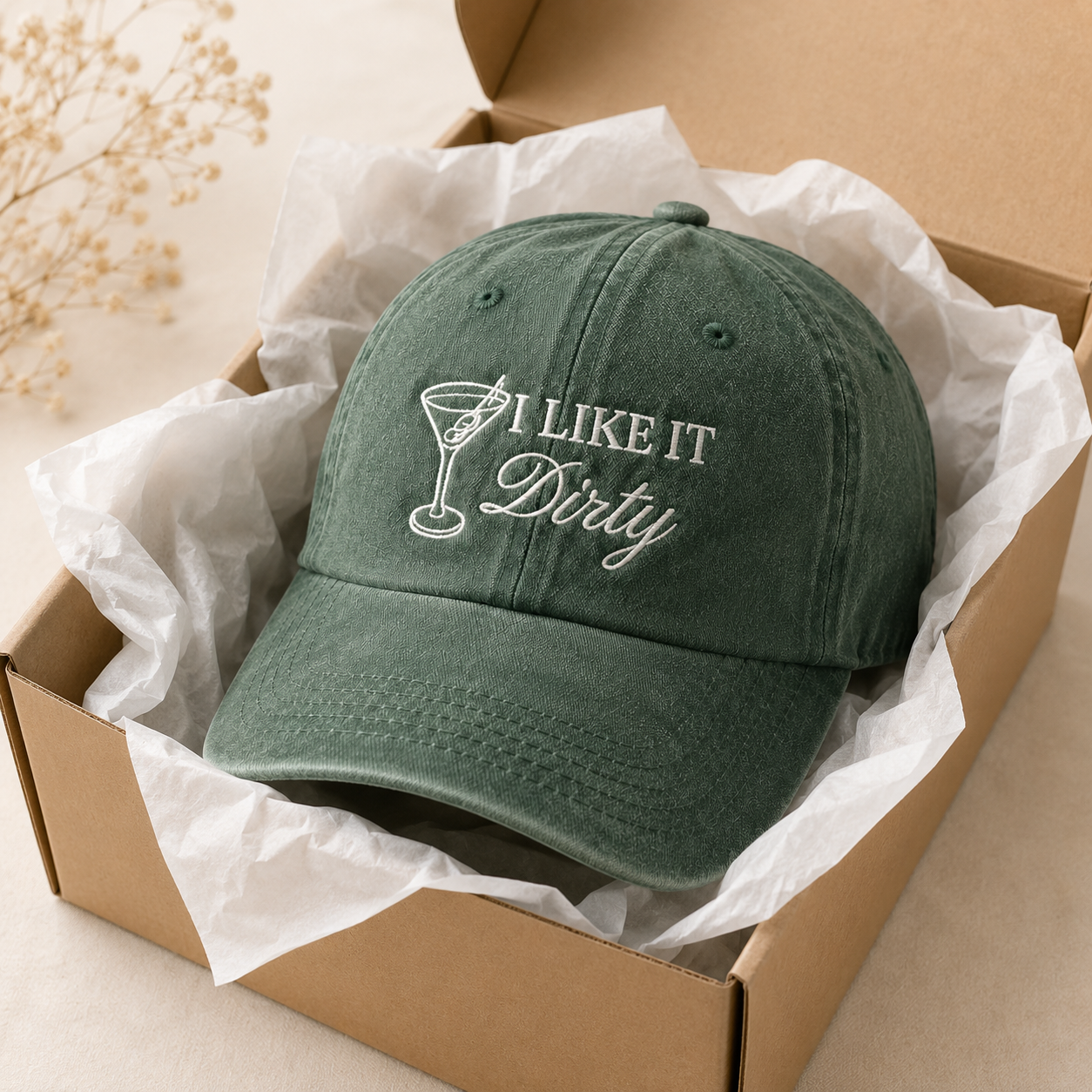 Custom Dirty Martini Embroidered Hat for Cocktail Lovers