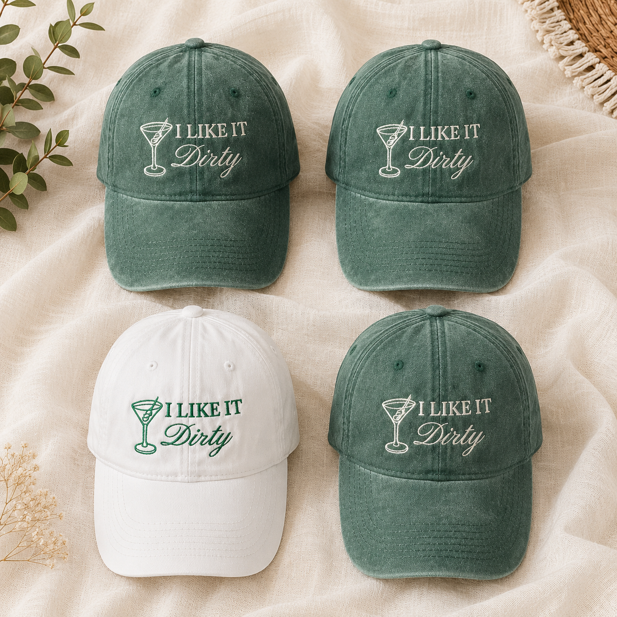 Custom Dirty Martini Embroidered Hat for Cocktail Lovers