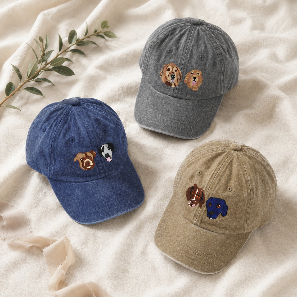 Custom Dog Portrait Embroidered Baseball Hat for Pet Lovers
