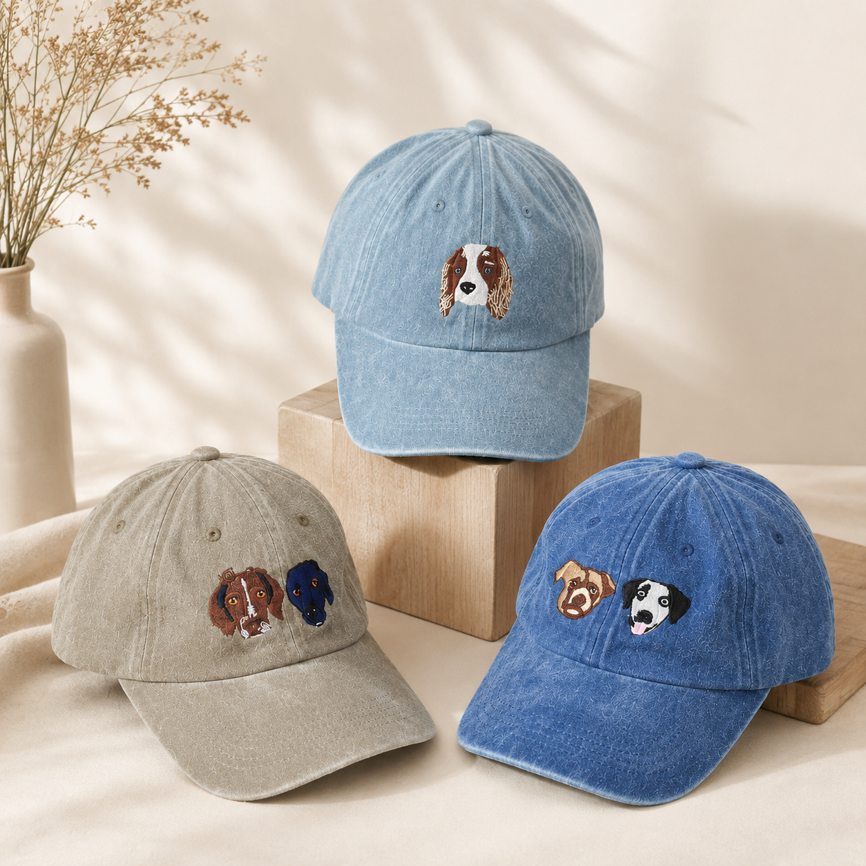 Custom Dog Portrait Embroidered Baseball Hat for Pet Lovers