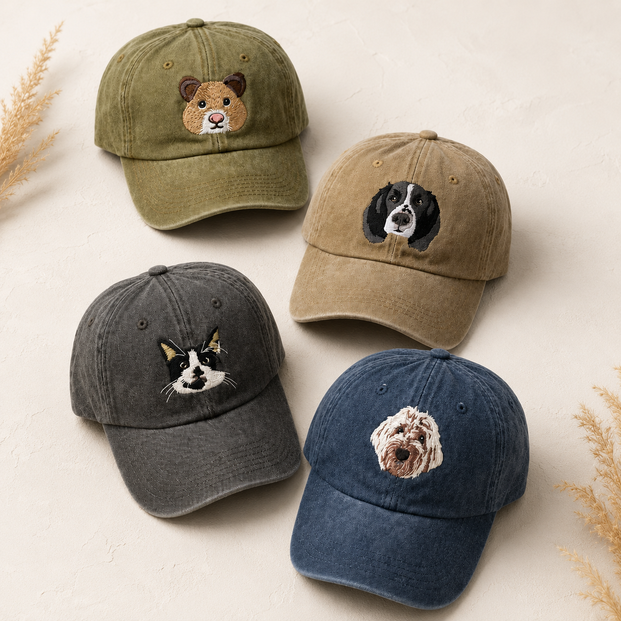 Custom Dog Portrait Embroidered Baseball Hat for Pet Lovers