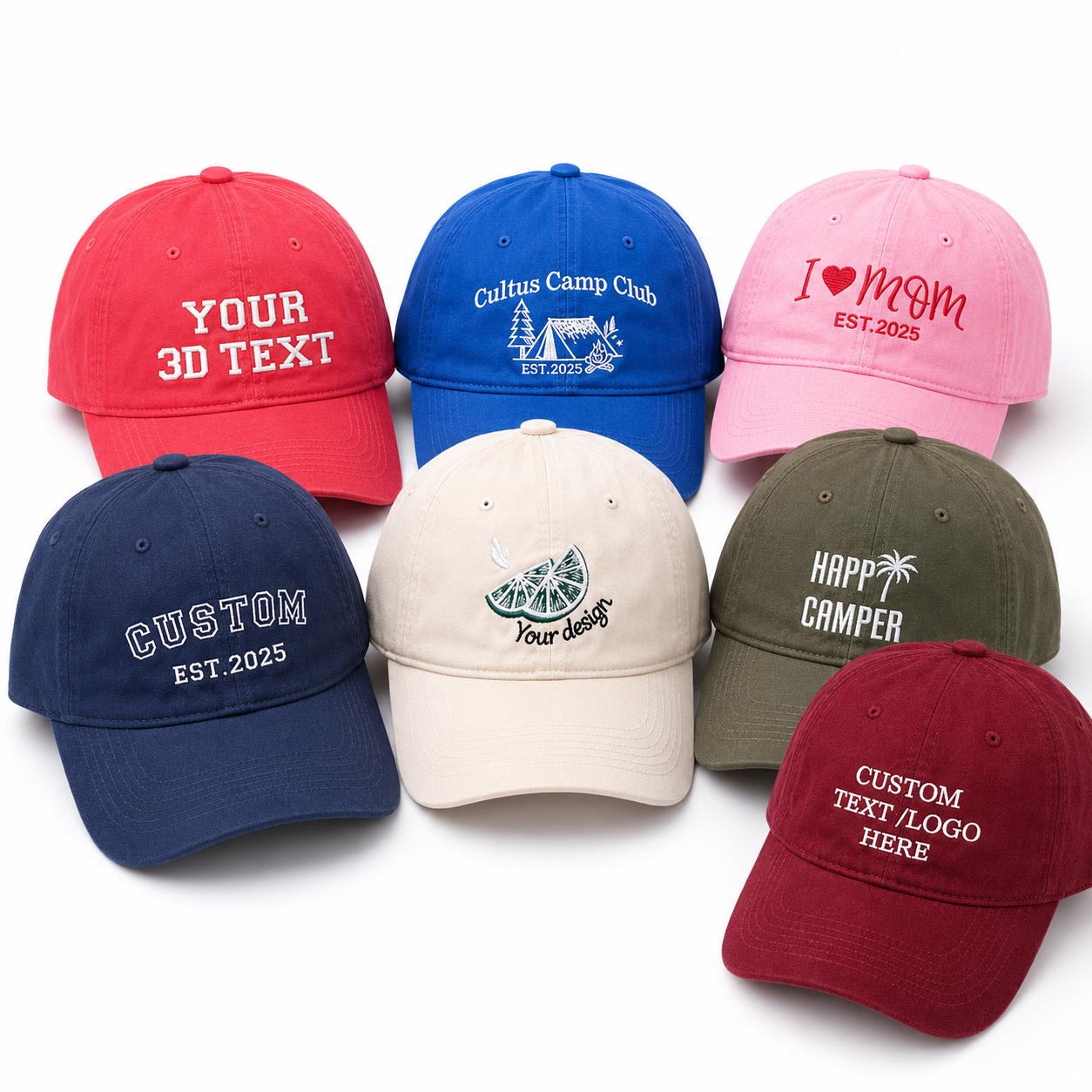 Custom Embroidered Baseball Hat Made With Your Personalized Text