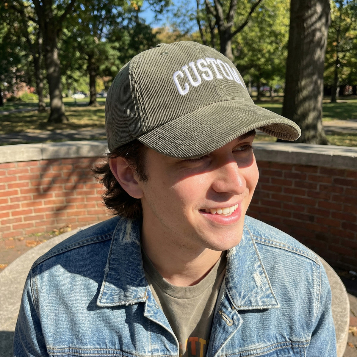 Custom Embroidered Corduroy Hat – Personalized Name Text Cap