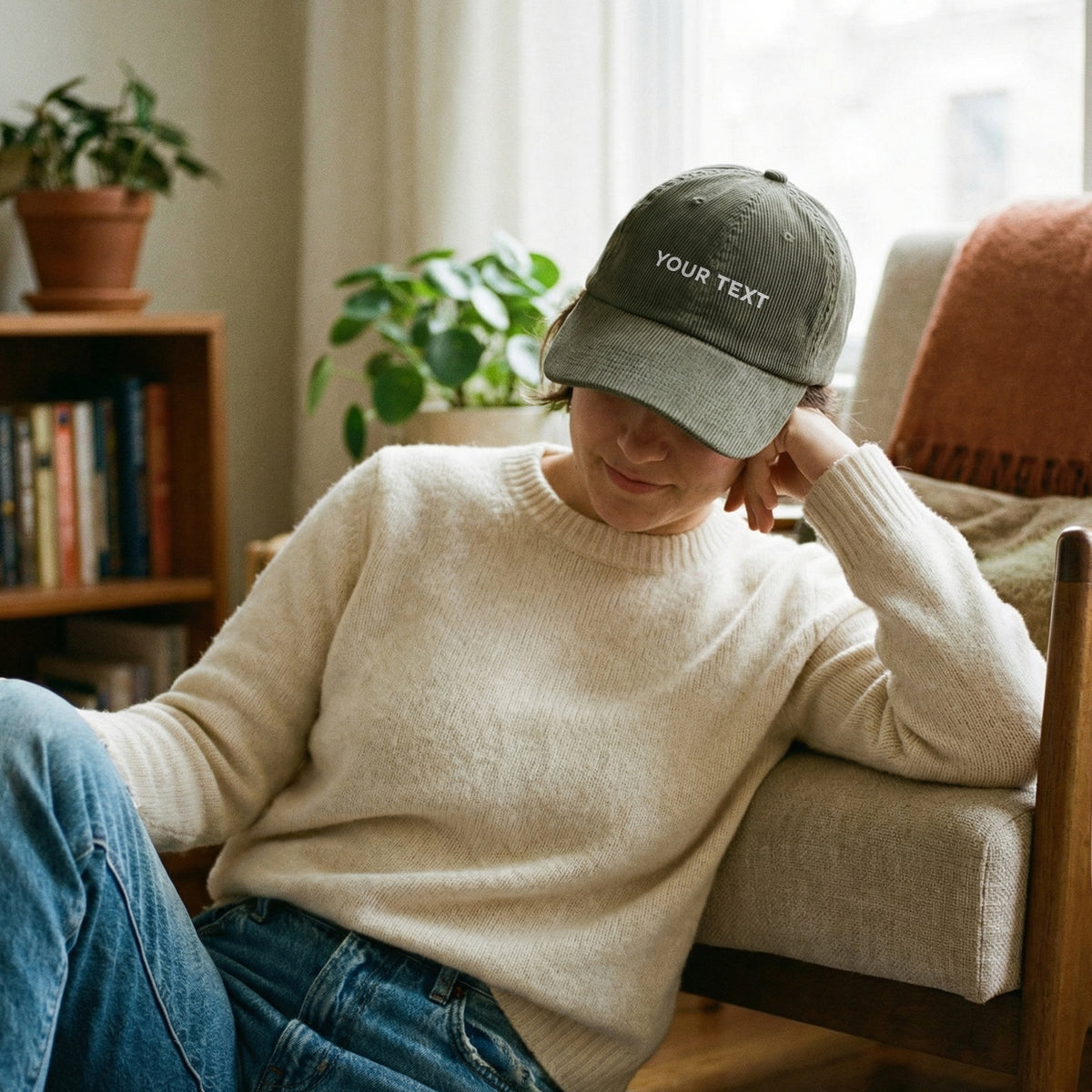 Custom Embroidered Corduroy Hat – Personalized Name Text Cap