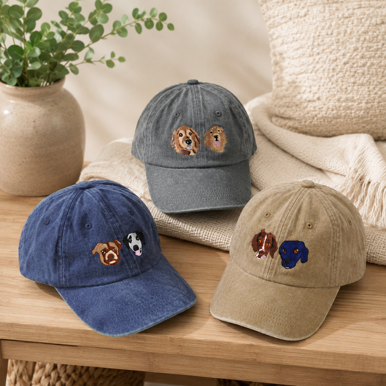Custom Embroidered Dog Hat With Personalized Pet Portrait