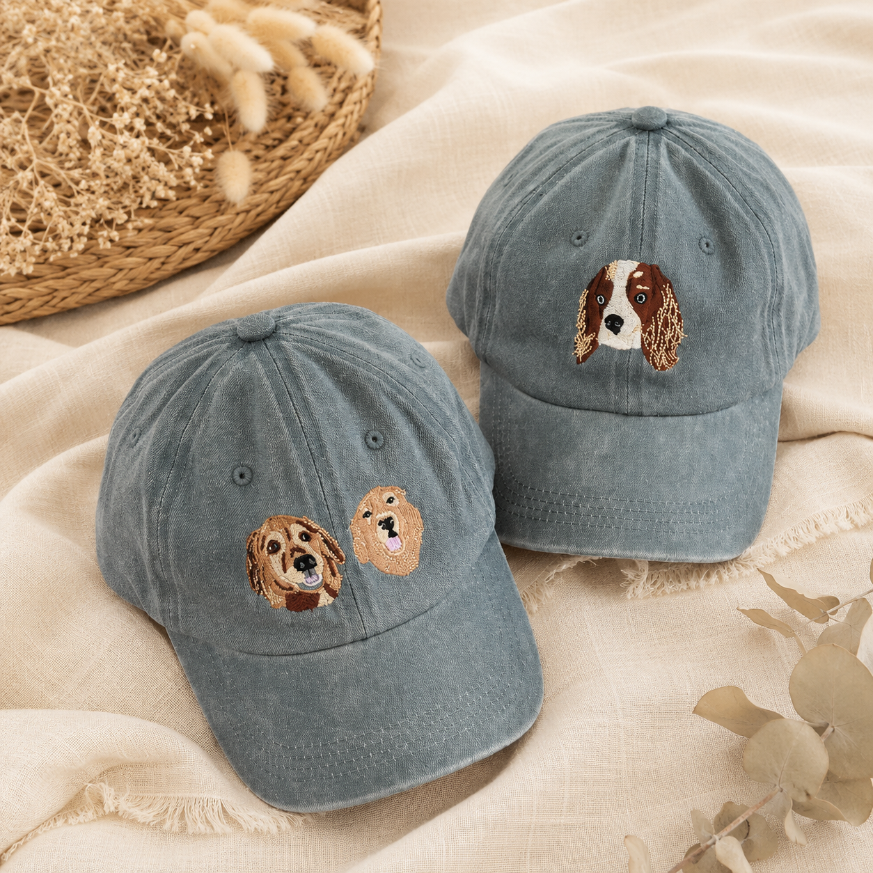 Custom Embroidered Dog Hat With Personalized Pet Portrait