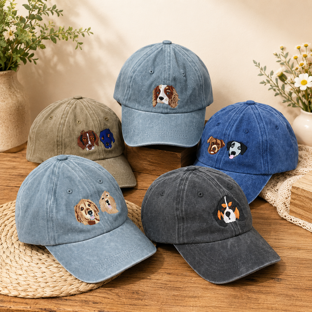 Custom Embroidered Pet Photo Hat With Personalized Pet Portrait