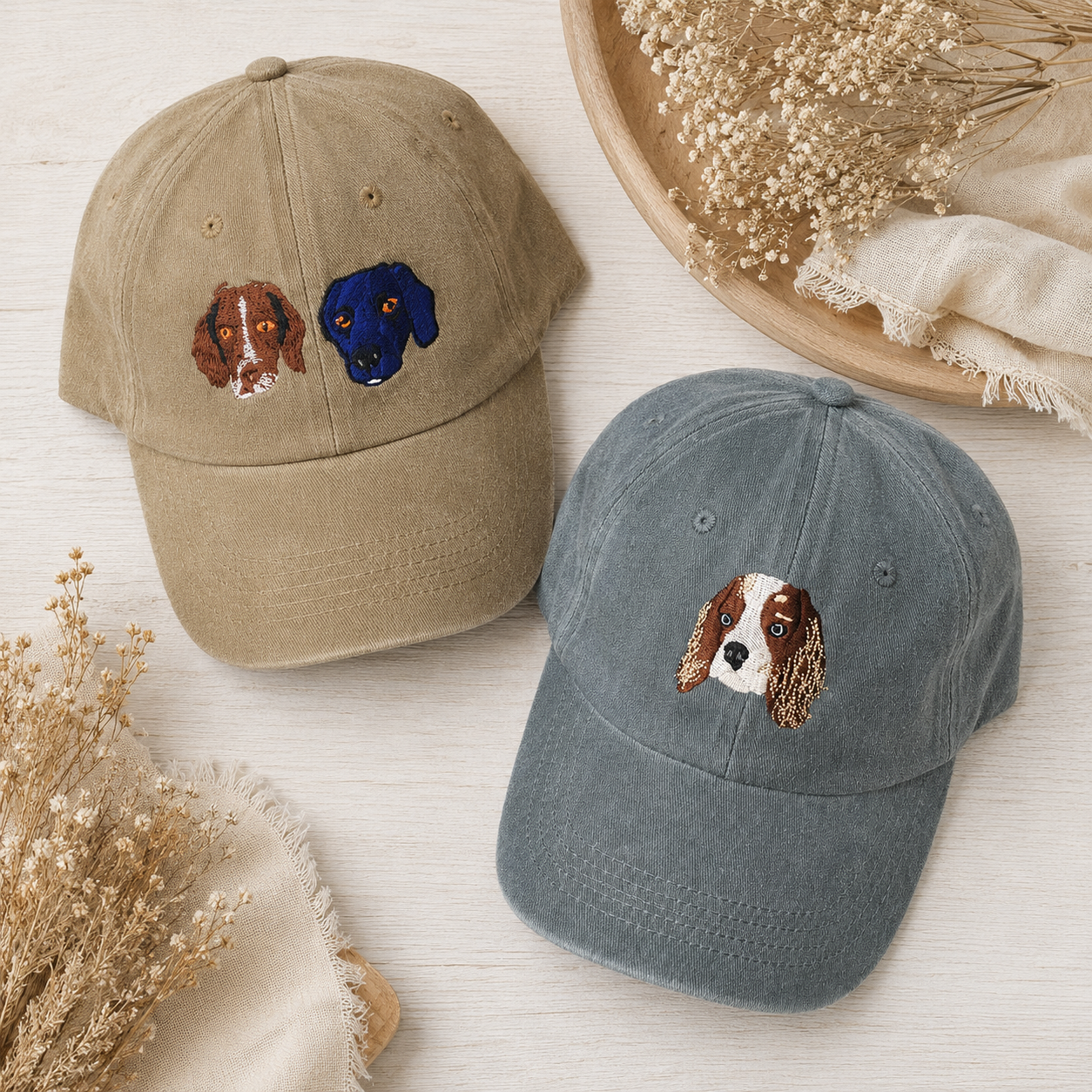 Custom Embroidered Pet Photo Hat With Personalized Pet Portrait