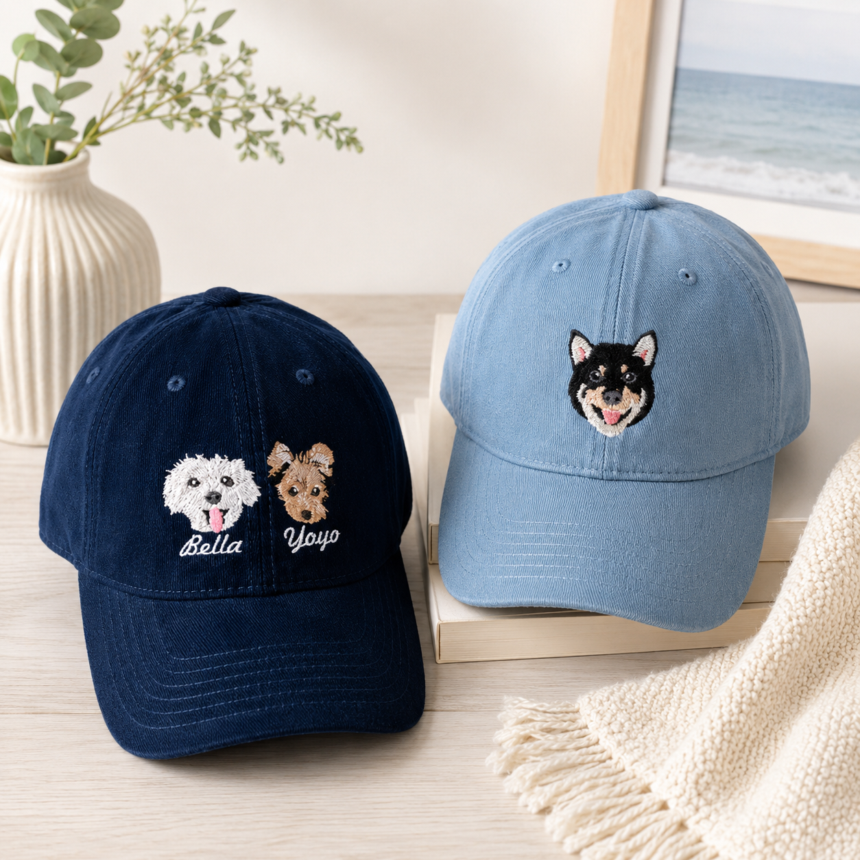 Custom Embroidered Pet Photo Hat With Personalized Pet Portrait