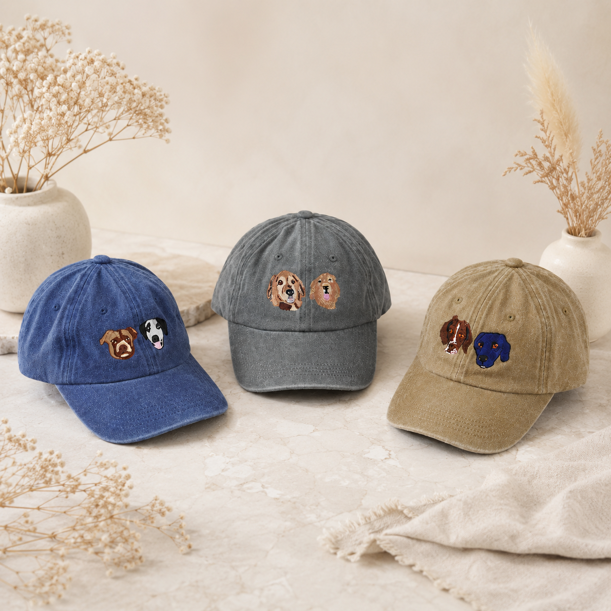 Custom Embroidered Pet Photo Hat With Personalized Pet Portrait