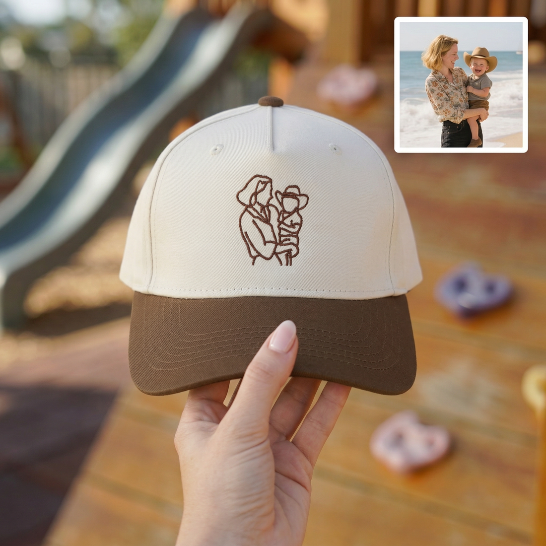 Personalized Photo Outline Snapback Hat – Custom Embroidery