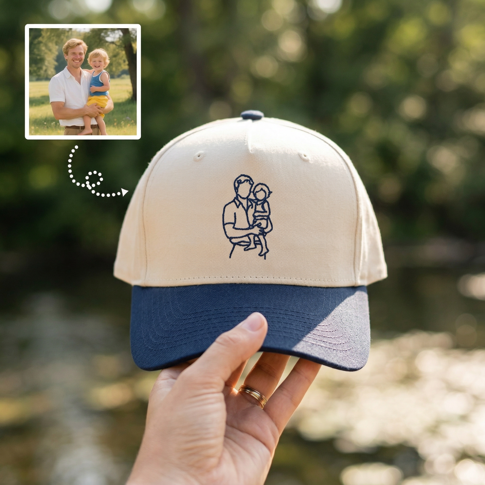 Custom Embroidered Portrait Snapback Hat from Photo