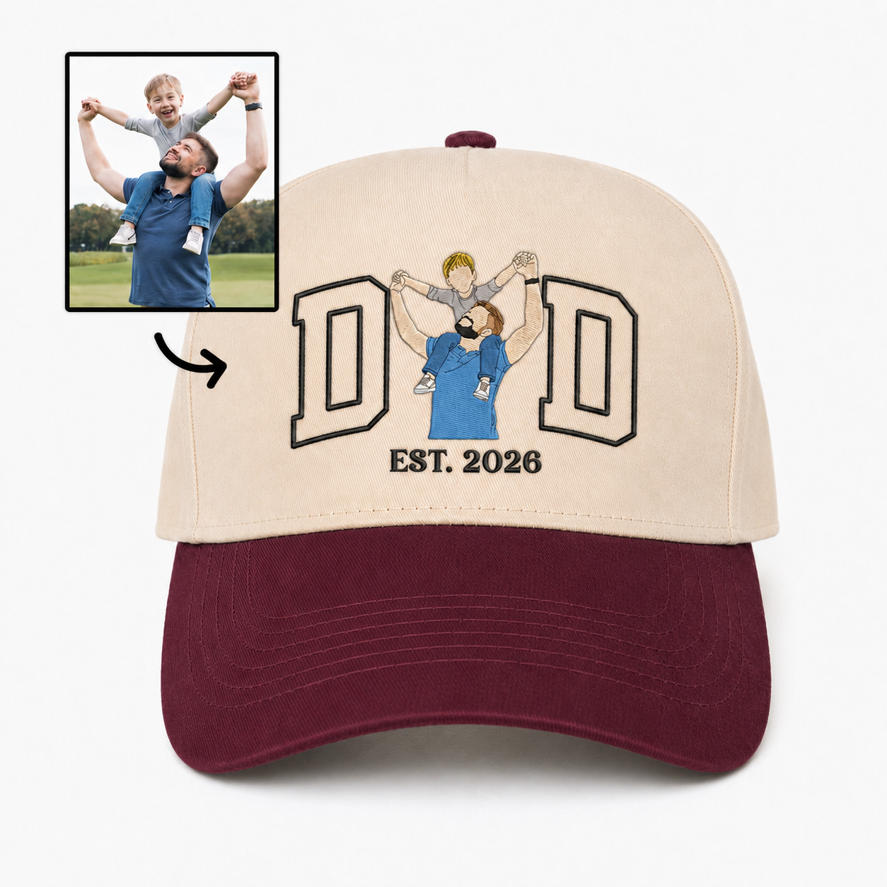 Custom Embroidered Photo Snapback Hat – Unique Father’s Day Cap Gift
