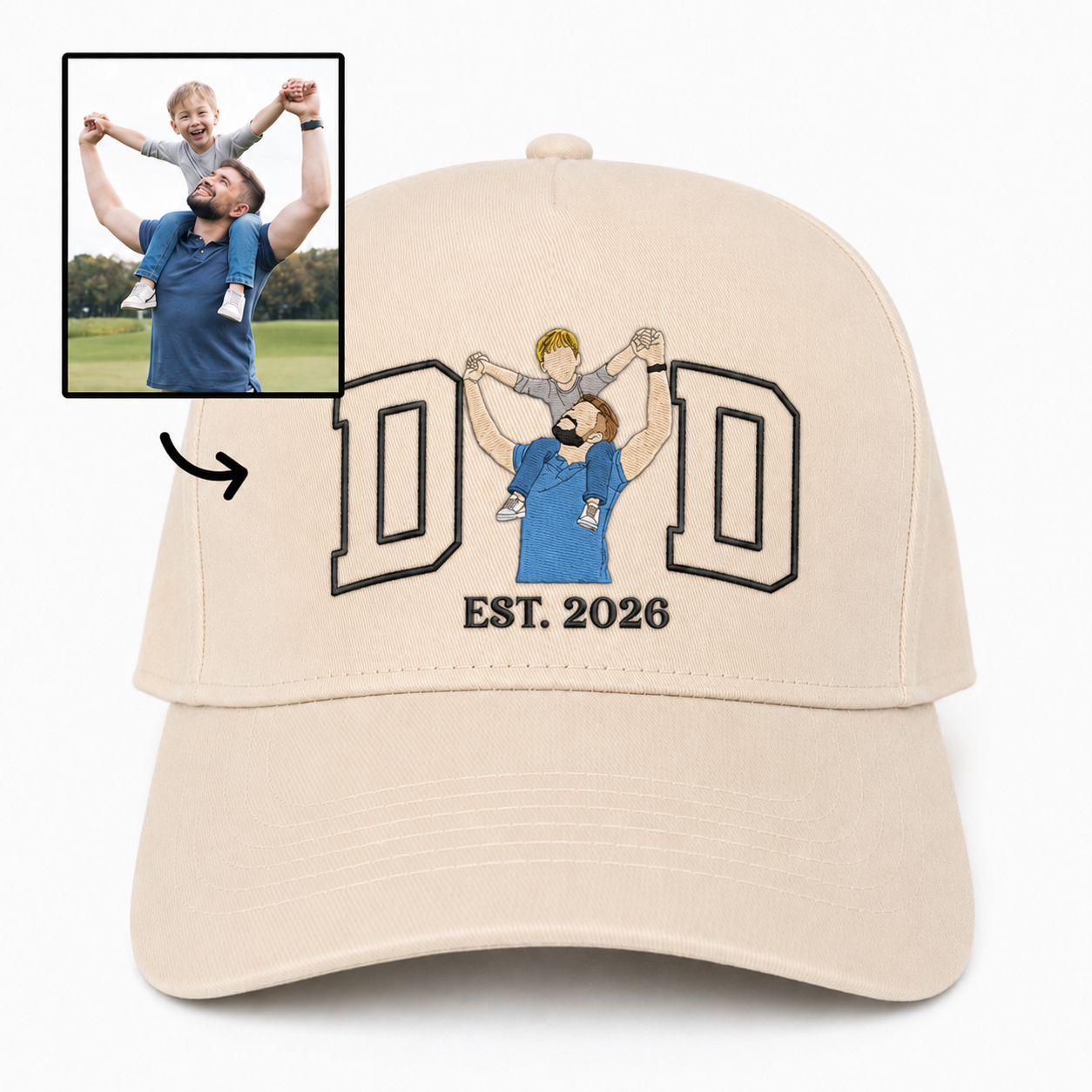 Custom Embroidered Photo Snapback Hat – Unique Father’s Day Cap Gift