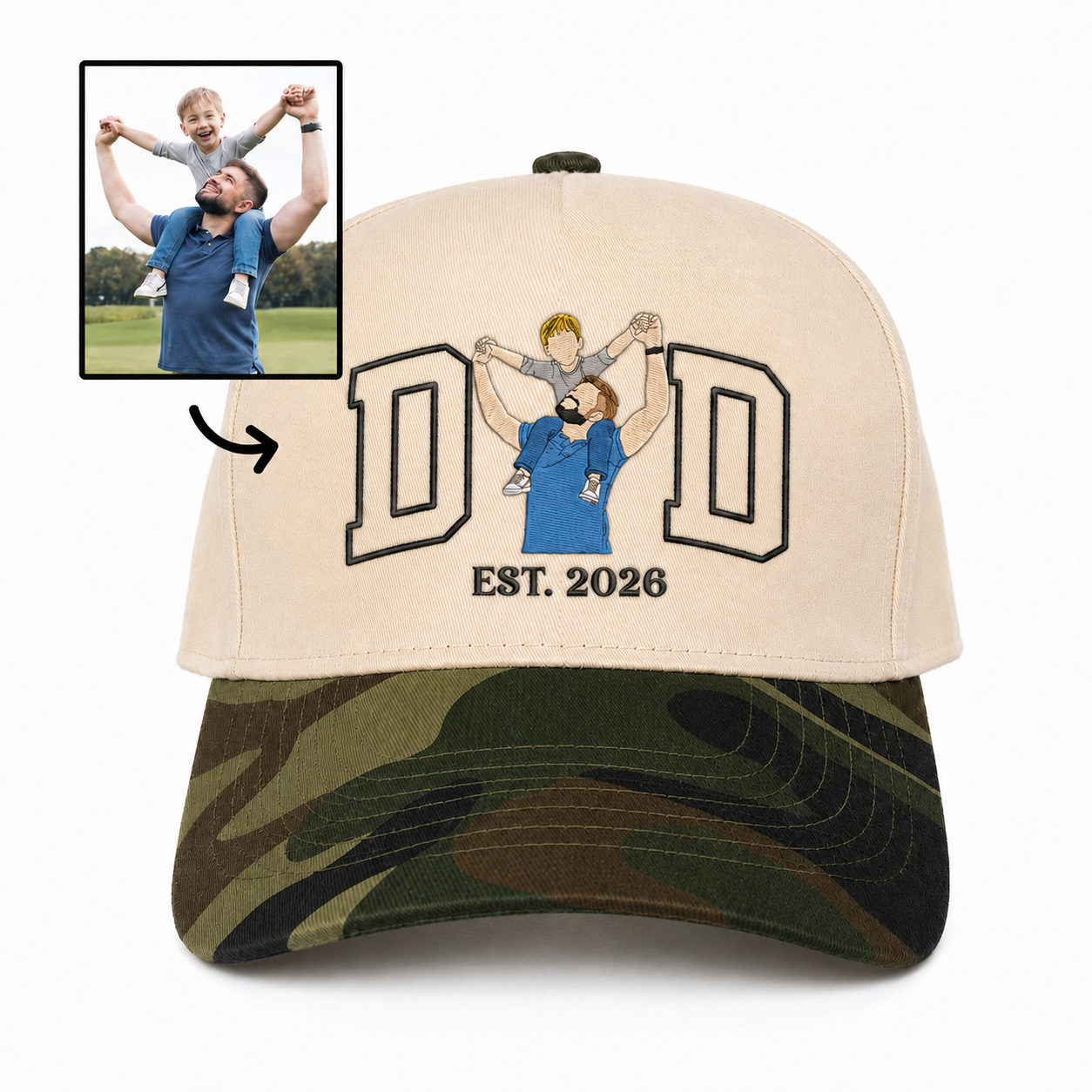 Custom Embroidered Photo Snapback Hat – Unique Father’s Day Cap Gift