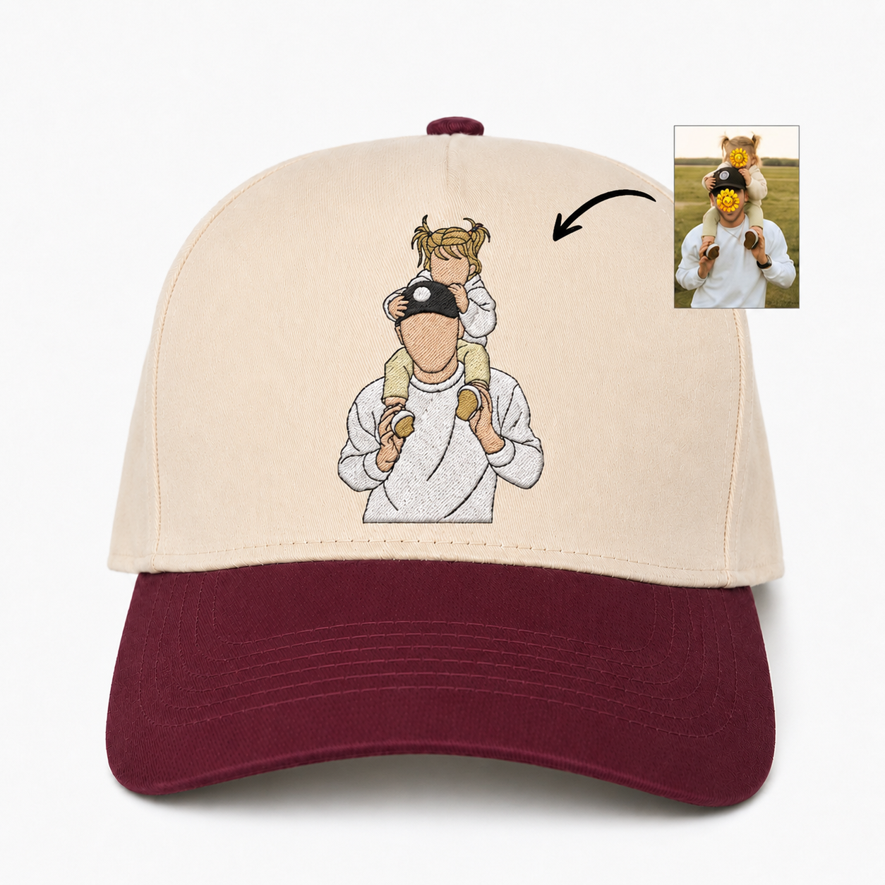 Custom Embroidered Portrait Snapback Hat – Personalized Photo Gift Cap