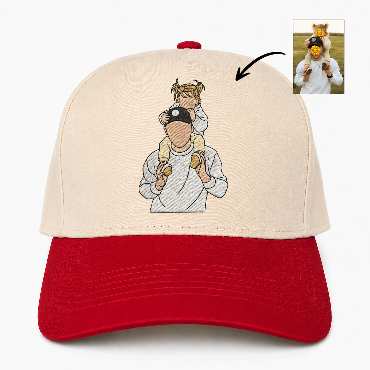 Custom Embroidered Portrait Snapback Hat – Personalized Photo Gift Cap