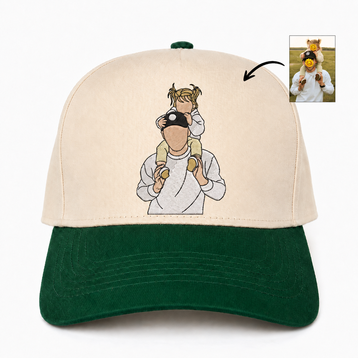 Custom Embroidered Portrait Snapback Hat – Personalized Photo Gift Cap